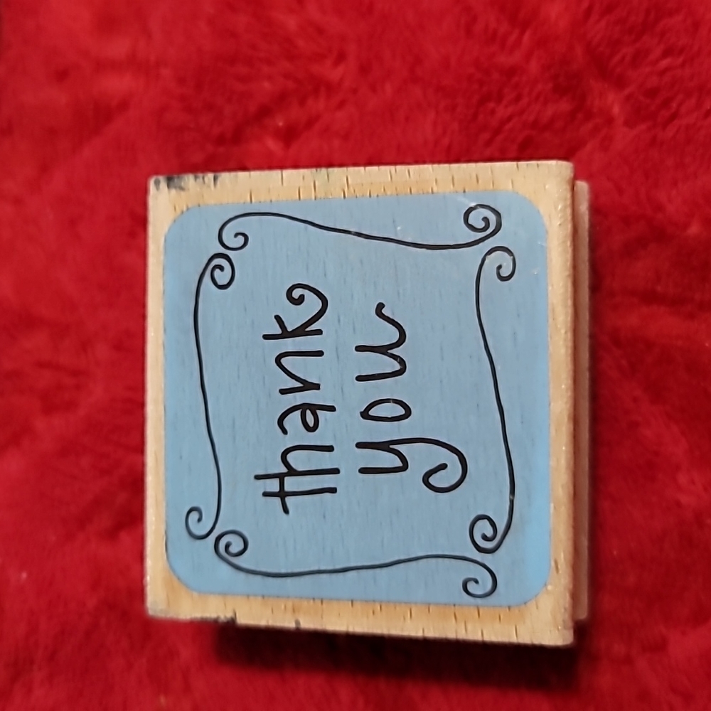 Phrase Thank You Footprints Wooden Rubber Stamp